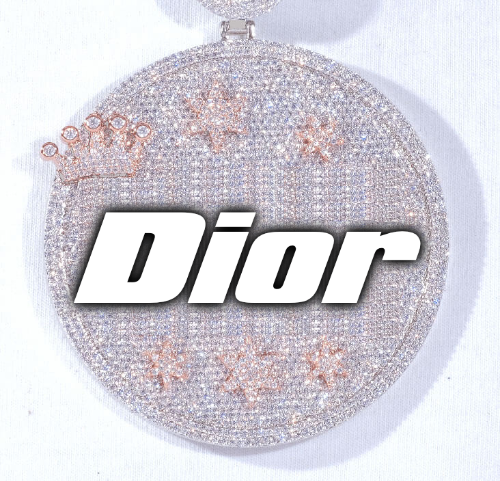 CUSTOM LETTER NECKLACE 3D BIG CROWN DISC