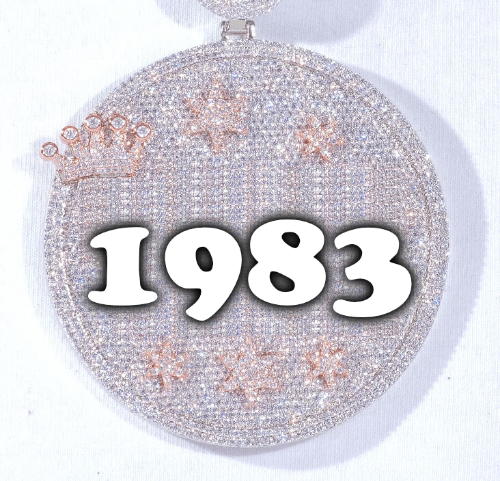 CUSTOM LETTER NECKLACE 3D BIG CROWN DISC
