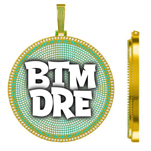 CUSTOM LETTER NECKLACE 3D BIG DISC