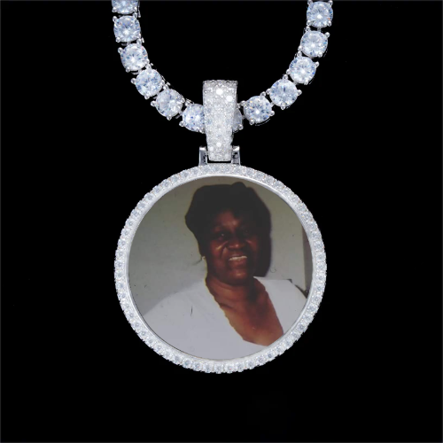 925S & VVS Moissanite 3D Circle Custom Picture Pendant