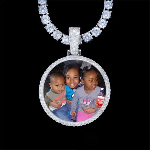 925S & VVS Moissanite 3D Circle Custom Picture Pendant