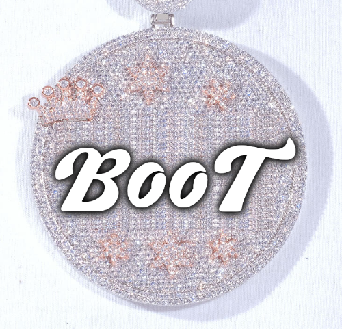 CUSTOM LETTER NECKLACE 3D BIG CROWN DISC