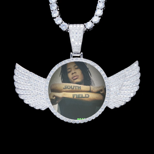 925S & VVS Moissanite 3D Wing Custom Picture Pendant