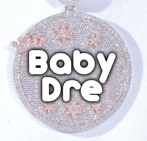 CUSTOM LETTER NECKLACE 3D BIG CROWN DISC