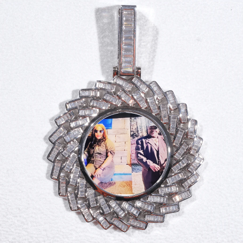 Large 3D Baguette Custom Picture Pendant