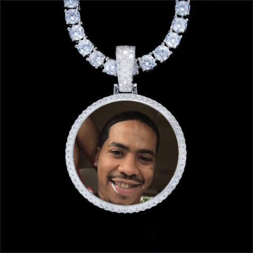 925S & VVS Moissanite 3D Circle Custom Picture Pendant