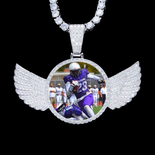 925S & VVS Moissanite 3D Wing Custom Picture Pendant