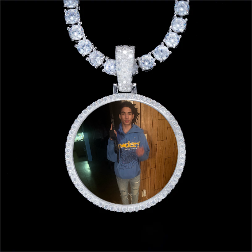 925S & VVS Moissanite 3D Circle Custom Picture Pendant