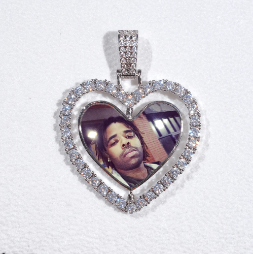 3D Spinning 2-Faced Heart Custom Picture Pendant