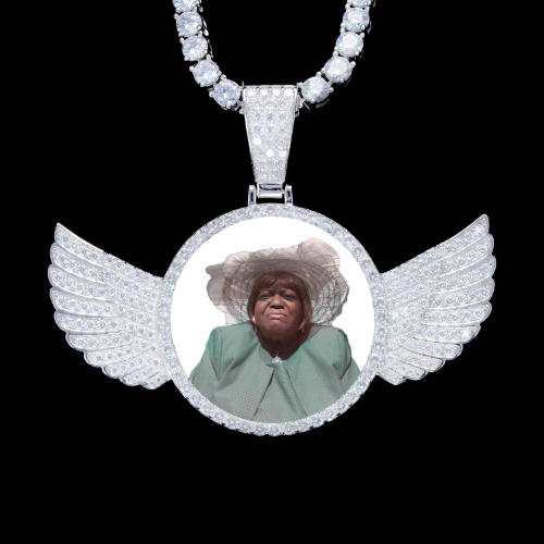 925S & VVS Moissanite 3D Wing Custom Picture Pendant