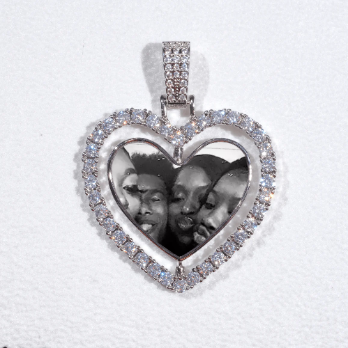 3D Spinning 2-Faced Heart Custom Picture Pendant