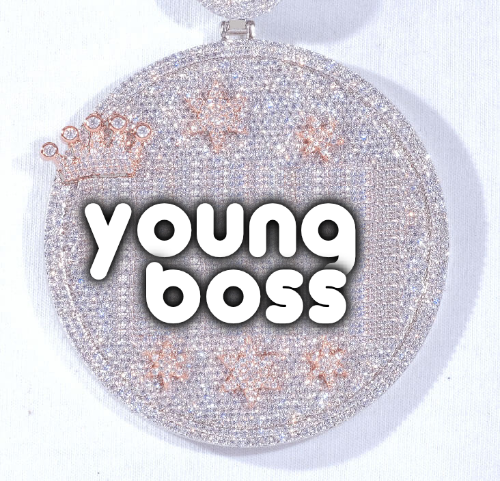 CUSTOM LETTER NECKLACE 3D BIG CROWN DISC