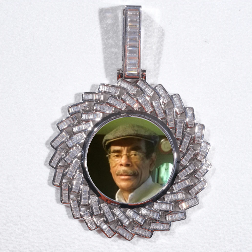 Large 3D Baguette Custom Picture Pendant