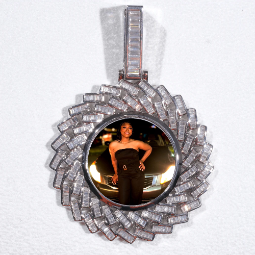 Large 3D Baguette Custom Picture Pendant