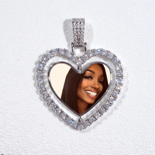 3D Spinning 2-Faced Heart Custom Picture Pendant