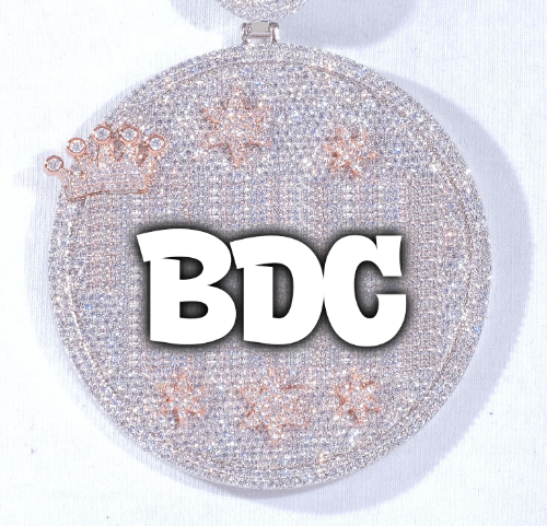 CUSTOM LETTER NECKLACE 3D BIG CROWN DISC