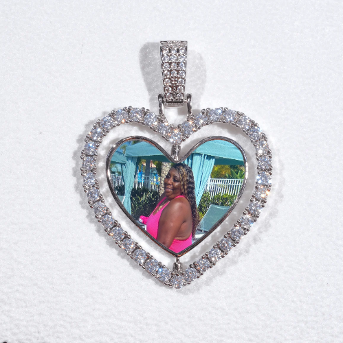 3D Spinning 2-Faced Heart Custom Picture Pendant