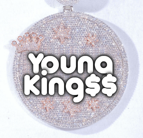 CUSTOM LETTER NECKLACE 3D BIG CROWN DISC
