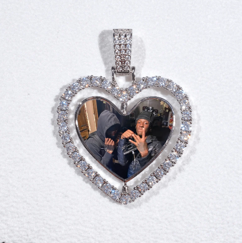 3D Spinning 2-Faced Heart Custom Picture Pendant