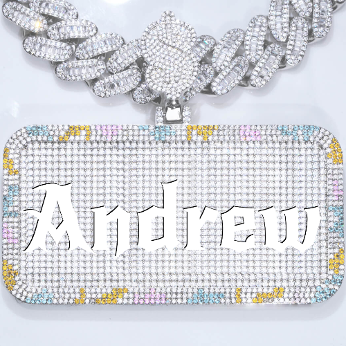 CUSTOM LETTER NECKLACE 3D COLORFUL SQUARE
