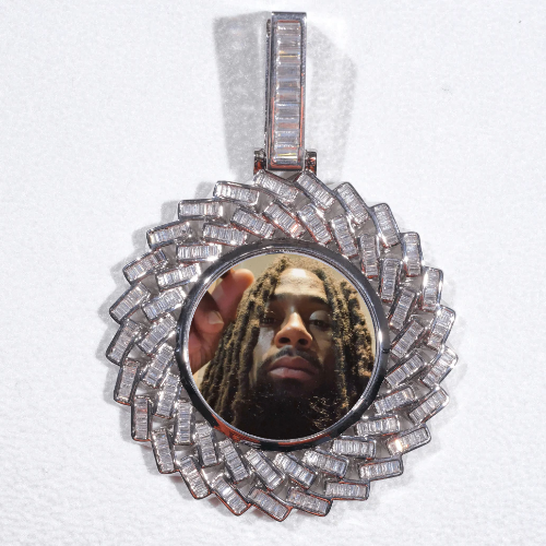 Large 3D Baguette Custom Picture Pendant