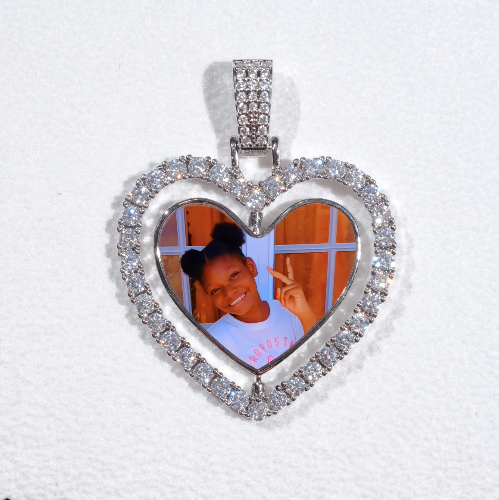 3D Spinning 2-Faced Heart Custom Picture Pendant