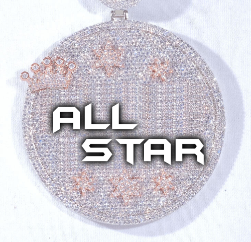 CUSTOM LETTER NECKLACE 3D BIG CROWN DISC