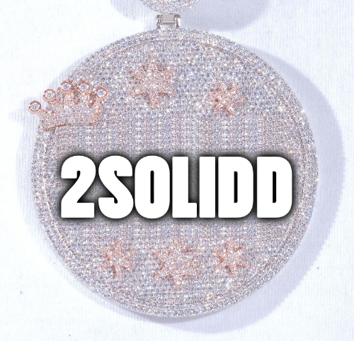 CUSTOM LETTER NECKLACE 3D BIG CROWN DISC