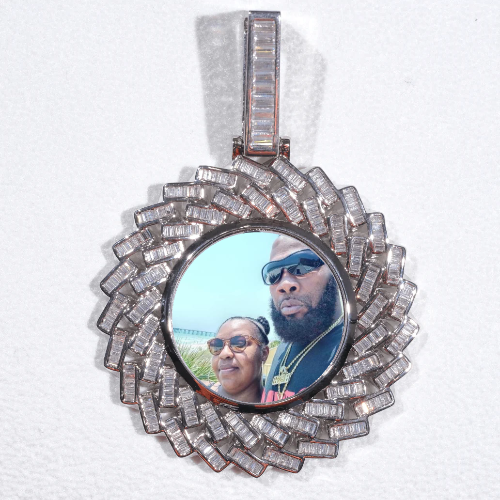 Large 3D Baguette Custom Picture Pendant