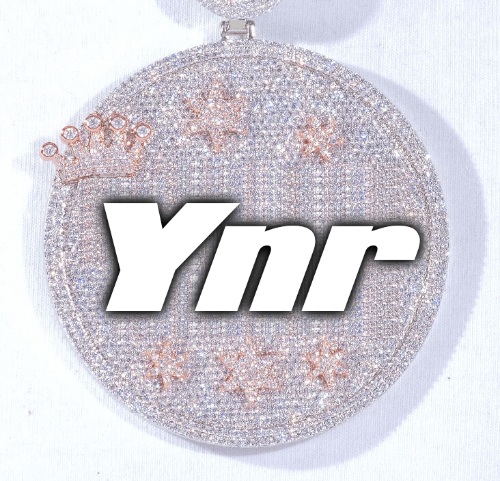 CUSTOM LETTER NECKLACE 3D BIG CROWN DISC