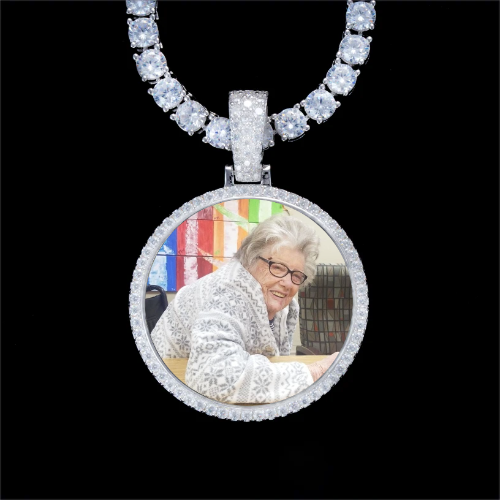925S & VVS Moissanite 3D Circle Custom Picture Pendant