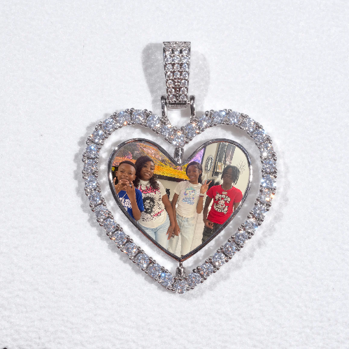 3D Spinning 2-Faced Heart Custom Picture Pendant