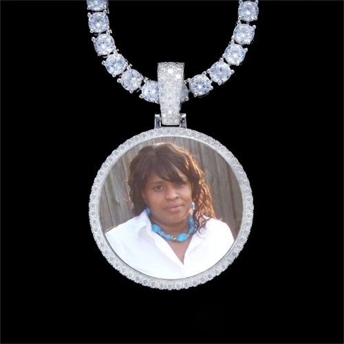 925S & VVS Moissanite 3D Circle Custom Picture Pendant
