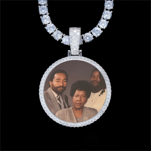 925S & VVS Moissanite 3D Circle Custom Picture Pendant
