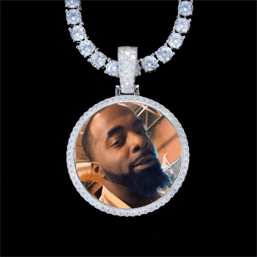 925S & VVS Moissanite 3D Circle Custom Picture Pendant