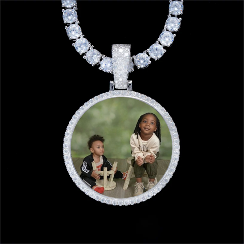 925S & VVS Moissanite 3D Circle Custom Picture Pendant
