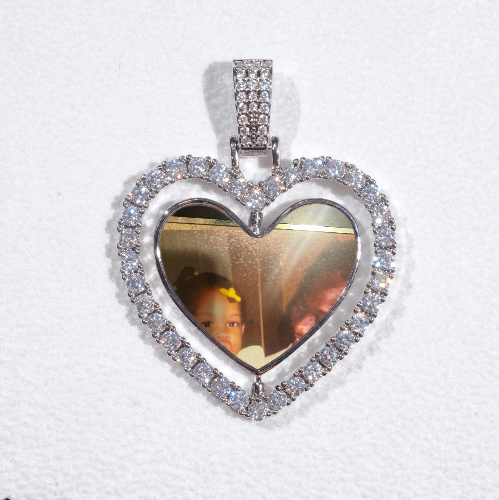 3D Spinning 2-Faced Heart Custom Picture Pendant