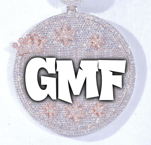 CUSTOM LETTER NECKLACE 3D BIG CROWN DISC