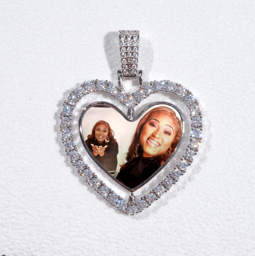 3D Spinning 2-Faced Heart Custom Picture Pendant