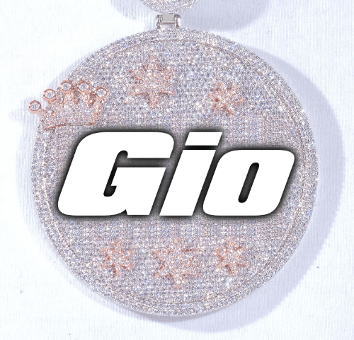 CUSTOM LETTER NECKLACE 3D BIG CROWN DISC