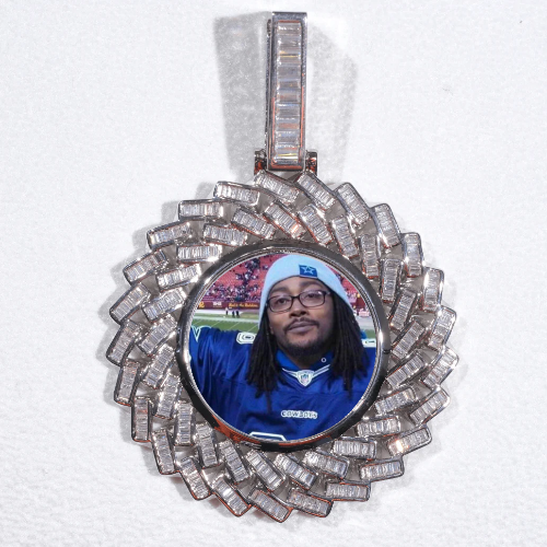 Large 3D Baguette Custom Picture Pendant