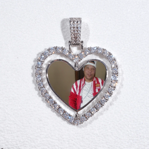 3D Spinning 2-Faced Heart Custom Picture Pendant