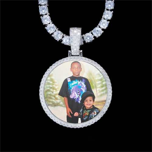 925S & VVS Moissanite 3D Circle Custom Picture Pendant