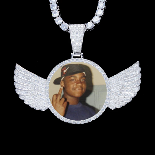 925S & VVS Moissanite 3D Wing Custom Picture Pendant