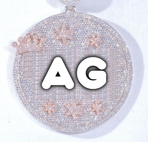 CUSTOM LETTER NECKLACE 3D BIG CROWN DISC