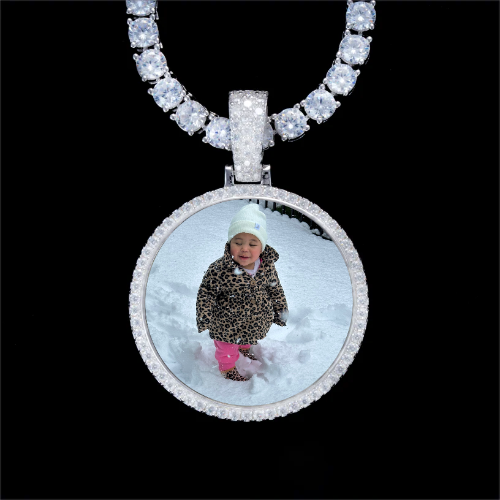 925S & VVS Moissanite 3D Circle Custom Picture Pendant