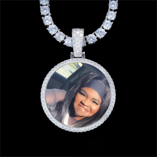 925S & VVS Moissanite 3D Circle Custom Picture Pendant