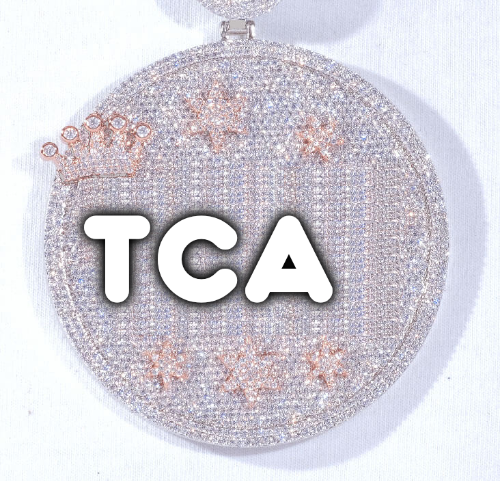CUSTOM LETTER NECKLACE 3D BIG CROWN DISC