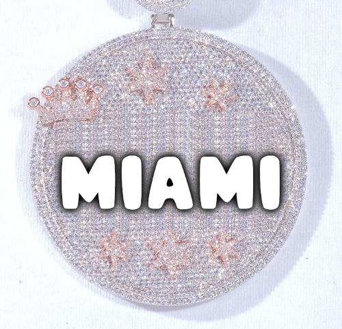 CUSTOM LETTER NECKLACE 3D BIG CROWN DISC