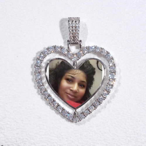 3D Spinning 2-Faced Heart Custom Picture Pendant